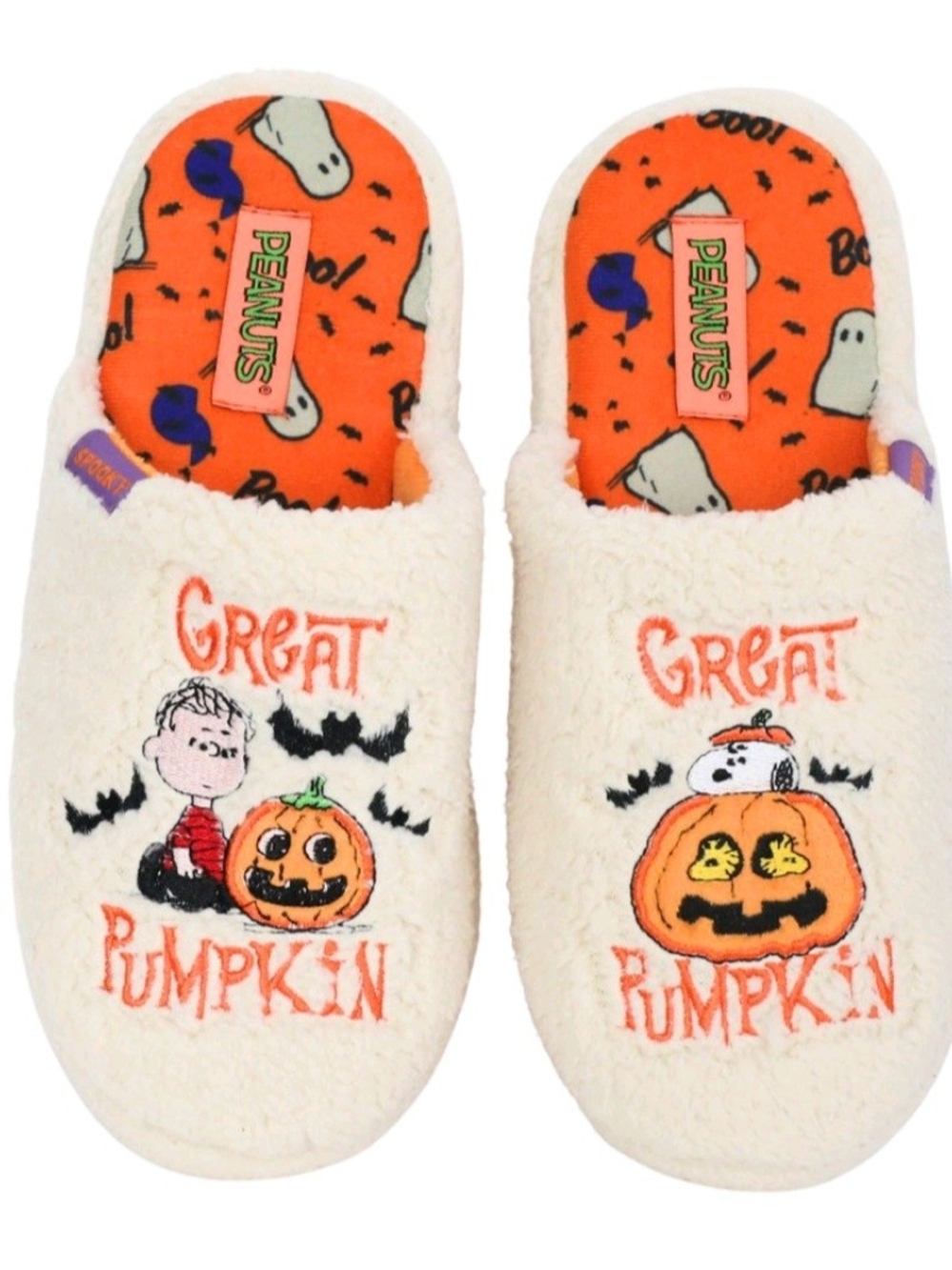 Peanuts Great Pumpkin Womens Cream Slippers - Picture 5 of 8